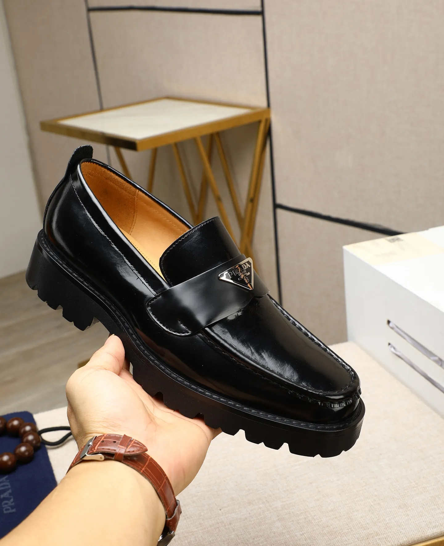Men's men's shoes 💰540 (water-dyed cow leather) 📛📛PRADA high-end 20 counter latest model formal business leather shoes 👔 original version of the highest quality! Imported from Italy🇮🇹First layer calfskin fabric➕Cowhide lining Original outsole Formal size: 38➖45